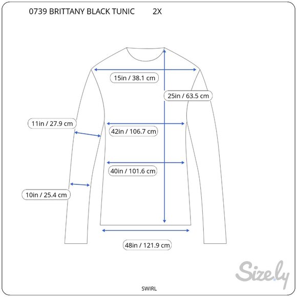 Brittany Black Women's 2X Tunic Top Multicolor Swirl Design Beaded 3/4 Sleeve - Picture 5 of 11